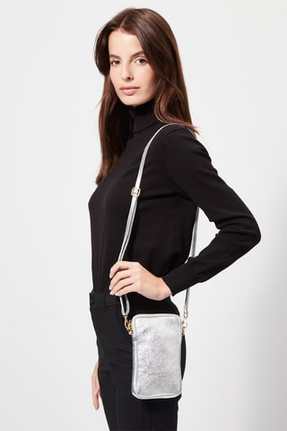 Leren Schoudertas Laila - Zilverkleurig