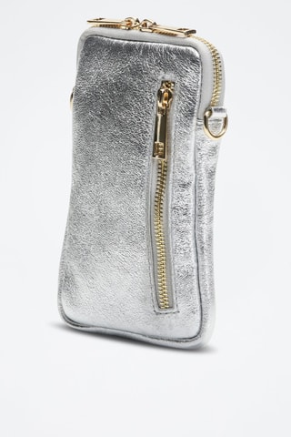 Leren Schoudertas Laila - Zilverkleurig