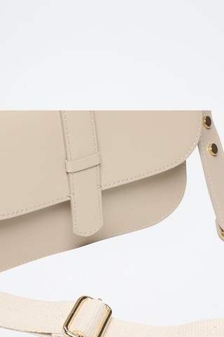 Leren Schoudertas Monica - Beige en goudkleurig