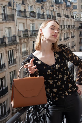 Leren Handtas Blu - Camel