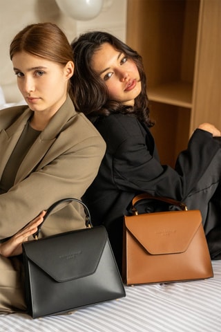 Leren Handtas Blu - Camel