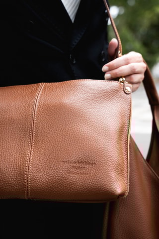 Leren Shopper Perle - Camel