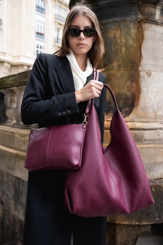 Leren Shopper Perle - Bordeauxrood