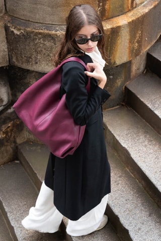 Leren Shopper Perle - Bordeauxrood