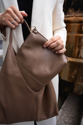 Leren Shopper Perle - Taupe