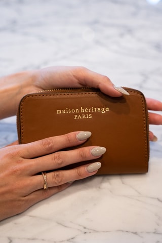 Leren Portefeuille Moni Box - Camel