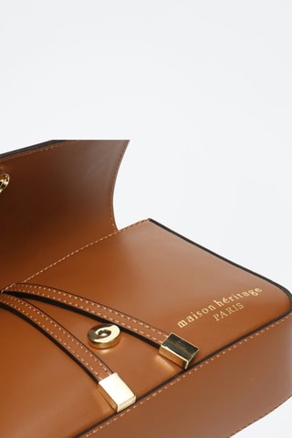 Leren Schoudertas Aela Box - Camel