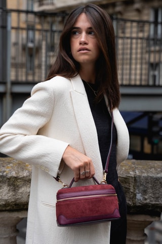 Nubuck Schoudertas Simos Suede- Bordeauxrood - Rood