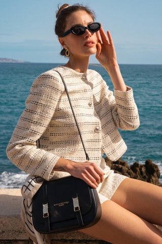 Leren Schoudertas Tex Box - Zwart