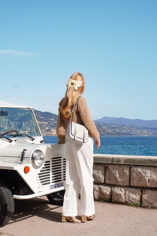 Leren Schoudertas - Lichtgrijs