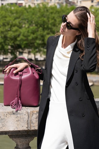 Leren Buideltas Jila Graine - Bordeauxrood