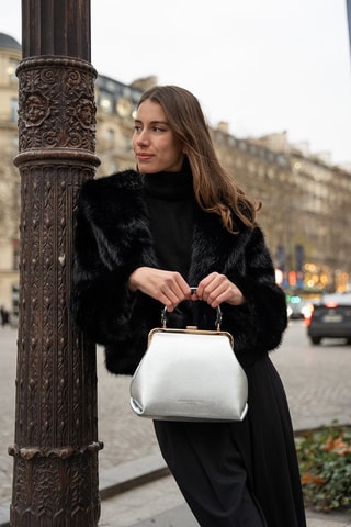 Leren Handtas Usse - Zilverkleurig