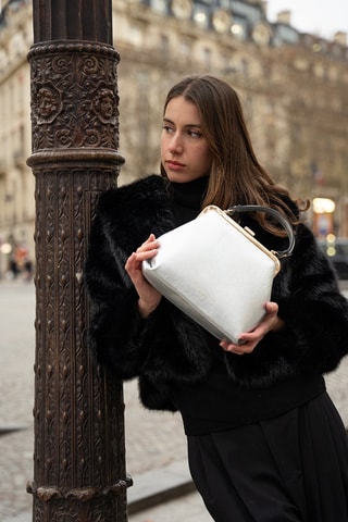 Leren Handtas Usse - Zilverkleurig