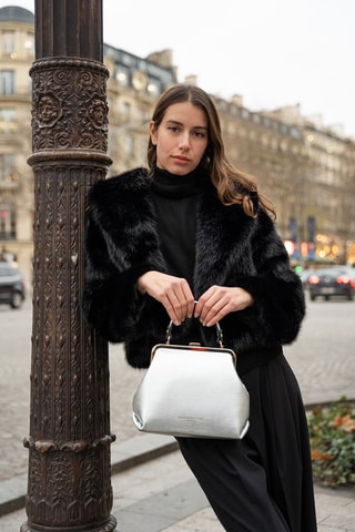 Leren Handtas Usse - Zilverkleurig