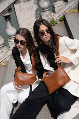 Leren Schoudertas July - Camel