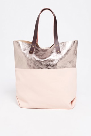 Leren Shopper Alon - Goudkleurig en roze