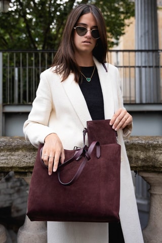 Leren Trendy Handtas Elix Suede  - Bordeauxrood