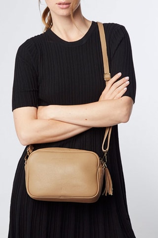 Leren Schoudertas Gaby Beige - Camel