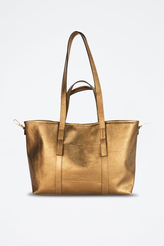 Leren Shopper Mini Malta  - Bruin - Goudkleurig