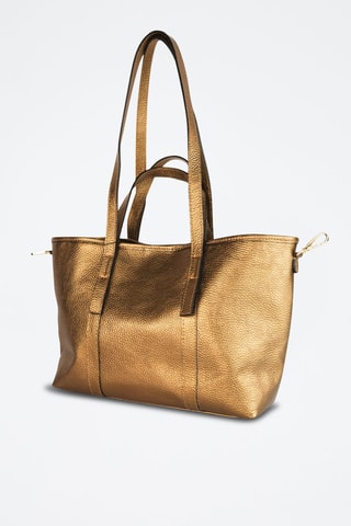 Leren Shopper Mini Malta  - Bruin - Goudkleurig