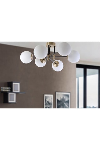 Plafondlamp - Goudkleurig en Zwart - 6 x 60 W