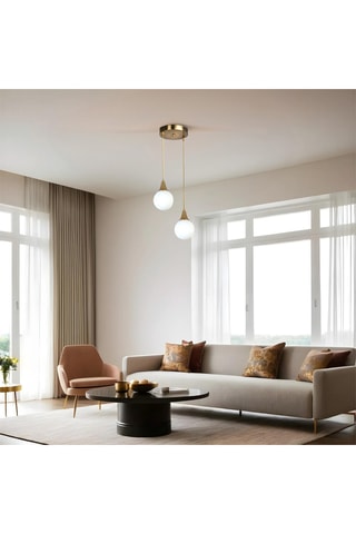 Hanglamp Afra 2 - Goudkleurig en Wit - 2 x 60 W