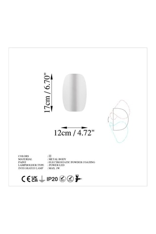 Ledwandlamp Heybe - Wit - 1 W