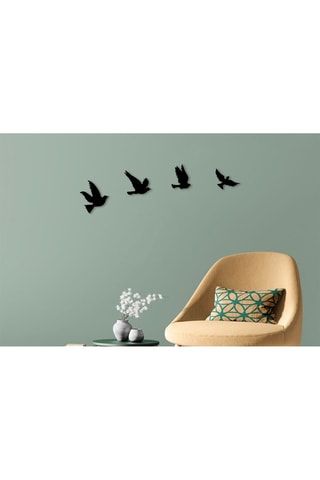 Wanddecoratie -  18 x 20 / 16 x 15 / 12 x 15 / 15 x 13 cm - Zwart