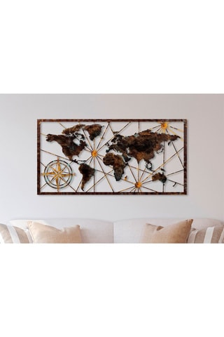 Décoration murale World Map - 120 x 60 cm - Marron