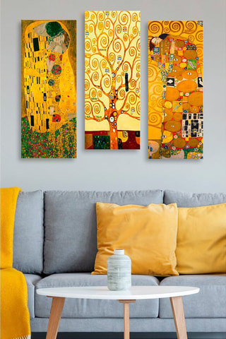 Drieluik "De kus", "De levensboom" en "Frise Stoclet" - Gustav Klimt - 20 x 50 cm - Reproductie