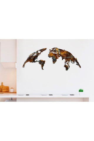 Decoração de parede Wold Map Medium 3 - 150 x 59 cm - Castanho­