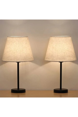 2 Tafellampen Ayd - Crèmekleurig en Zwart - 2 x 60 W