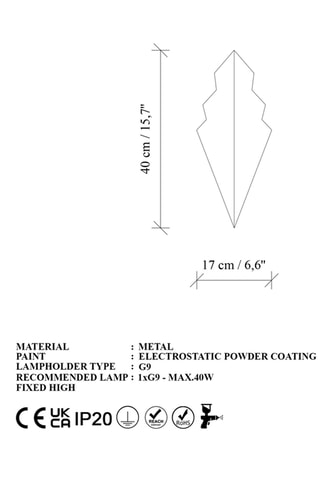 Wandlamp - Wit - 40 W