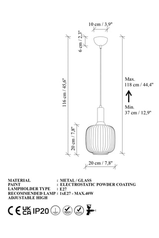Hanglamp - Zwart - 40 W