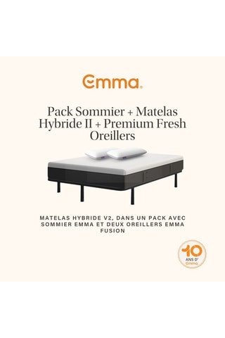 Ensemble matelas Hybride II, sommier et 2 oreillers Premium Fresh Pillow