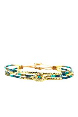 Bracelet Capucine - Doré et bleu pétrole