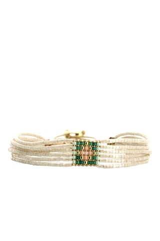 Bracelet Keira - Blanc et vert émeraude