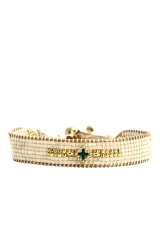 Bracelet multi-rangs Lou - Doré et vert émeraude