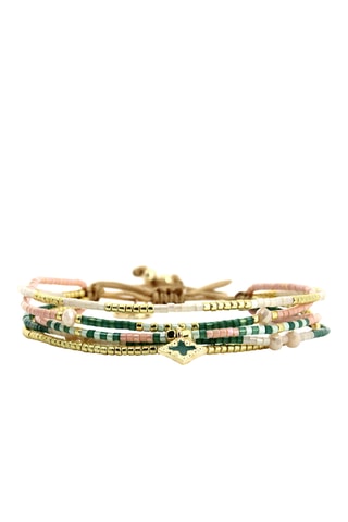 Bracelet multi-rangs Inaya - Doré et vert émeraude