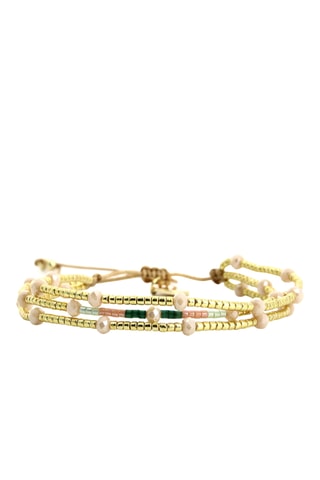 Bracelet multi-rangs Léonie - Doré et vert émeraude
