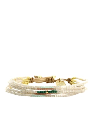 Bracelet multi-rangs Victoire - Blanc et vert émeraude