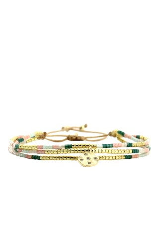 Bracelet multi-rangs Emy - Doré et vert émeraude