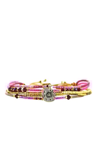 Bracelet multi-rangs Fanny - Rose et doré