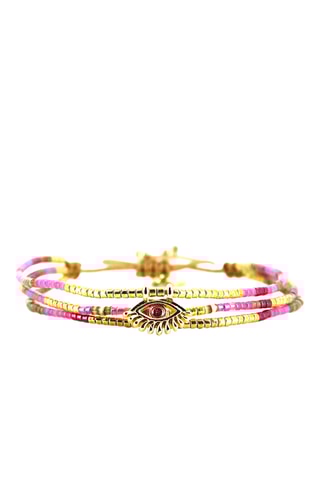 Bracelet Capucine - Doré et fuchsia