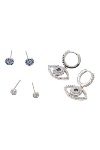 2 paires de puces et boucles d’oreilles Gwenari - Bleu cobalt