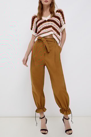 Top - Blanc et rouge brique