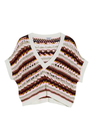 Top - Blanc et rouge brique