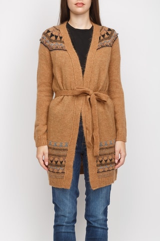 Gilet long en laine - Camel