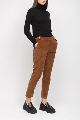 Pantalon taille haute - Marron