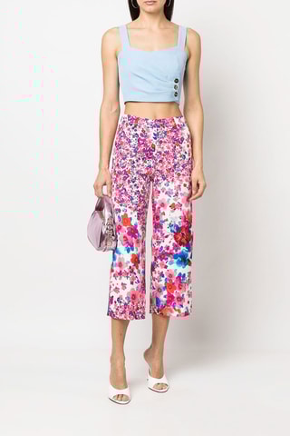 Pantacourt taille haute - Blanc et rose